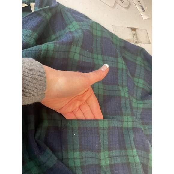 Mens‎ LL Bean Tartan Plaid Flannel Robe L Large Green Scotch Plaid Belted - Picture 4 of 9
